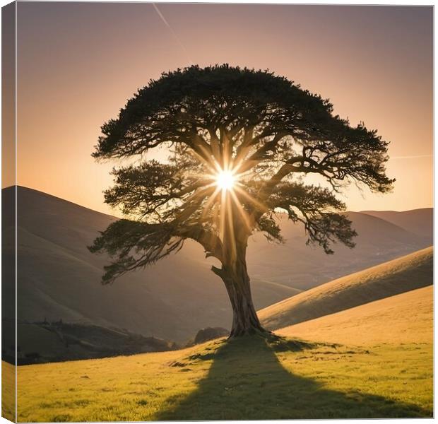 Plymouth Sunrise Tree Canvas Print by Paddy 