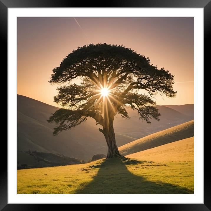 Plymouth Sunrise Tree Framed Mounted Print by Paddy 