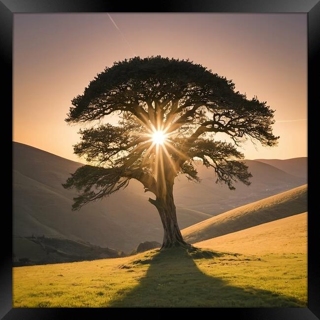 Plymouth Sunrise Tree Framed Print by Paddy 