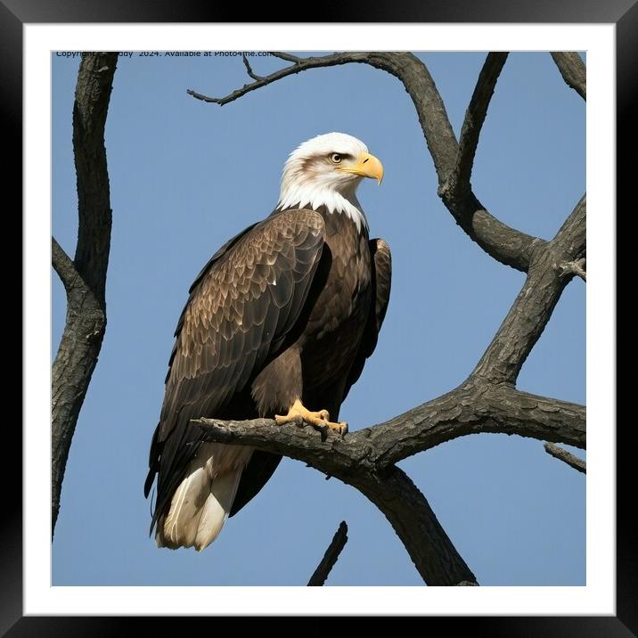 Eagle Tree Perched Framed Mounted Print by Paddy 