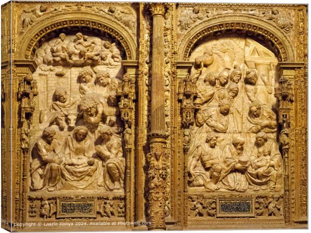 Santa Maria de Leon Cathedral, Nativity Scenes, Gothic Architecture Canvas Print by Laszlo Konya