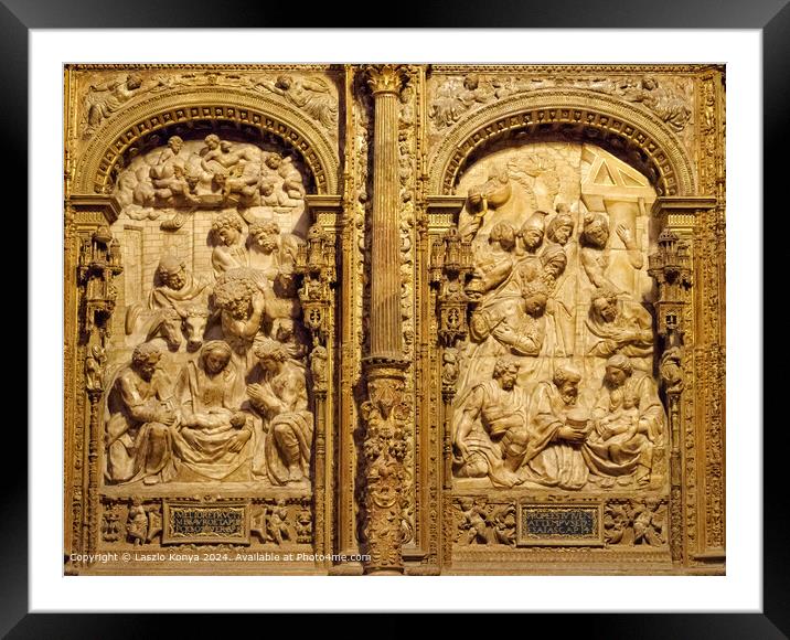 Santa Maria de Leon Cathedral, Nativity Scenes, Gothic Architecture Framed Mounted Print by Laszlo Konya