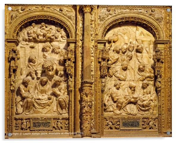 Santa Maria de Leon Cathedral, Nativity Scenes, Gothic Architecture Acrylic by Laszlo Konya