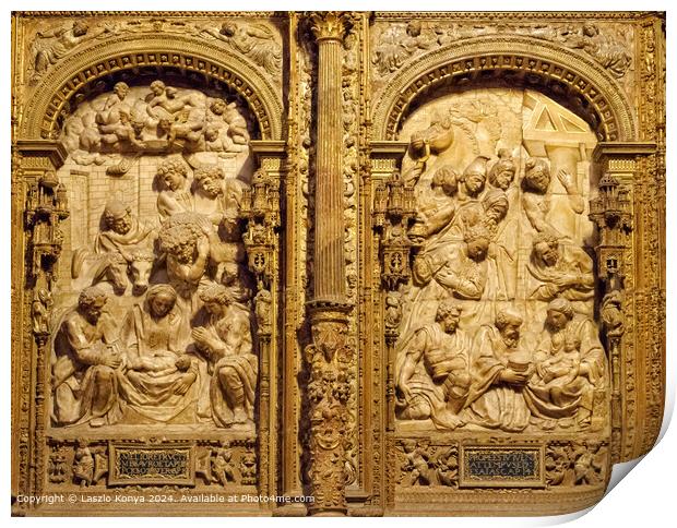 Santa Maria de Leon Cathedral, Nativity Scenes, Gothic Architecture Print by Laszlo Konya