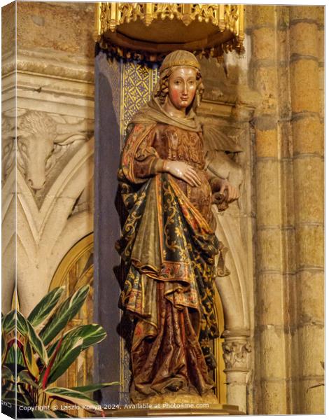Pregnant Virgin Mary Statue, Santa Maria de Leon Cathedral Canvas Print by Laszlo Konya