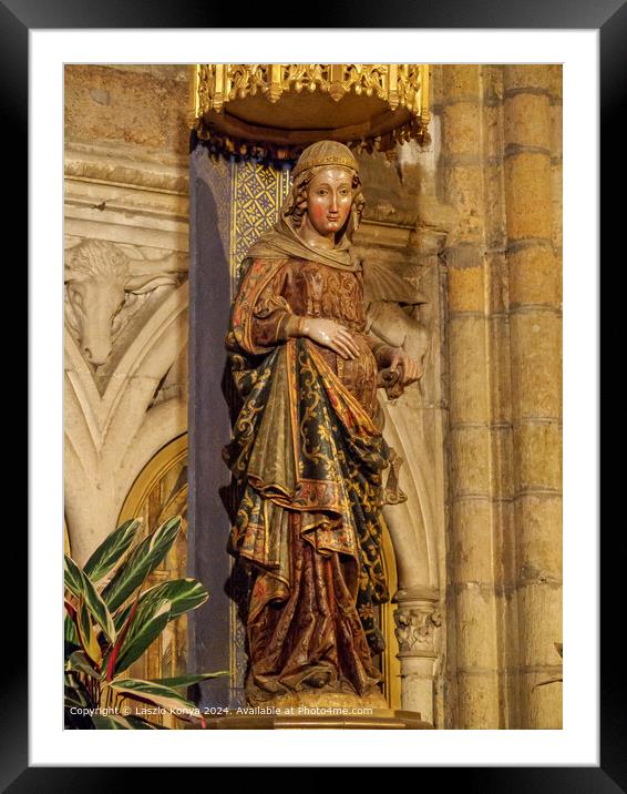 Pregnant Virgin Mary Statue, Santa Maria de Leon Cathedral Framed Mounted Print by Laszlo Konya