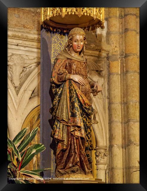 Pregnant Virgin Mary Statue, Santa Maria de Leon Cathedral Framed Print by Laszlo Konya