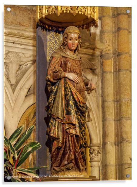 Pregnant Virgin Mary Statue, Santa Maria de Leon Cathedral Acrylic by Laszlo Konya