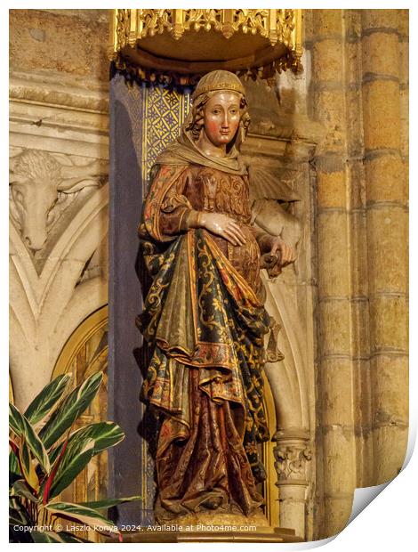 Pregnant Virgin Mary Statue, Santa Maria de Leon Cathedral Print by Laszlo Konya