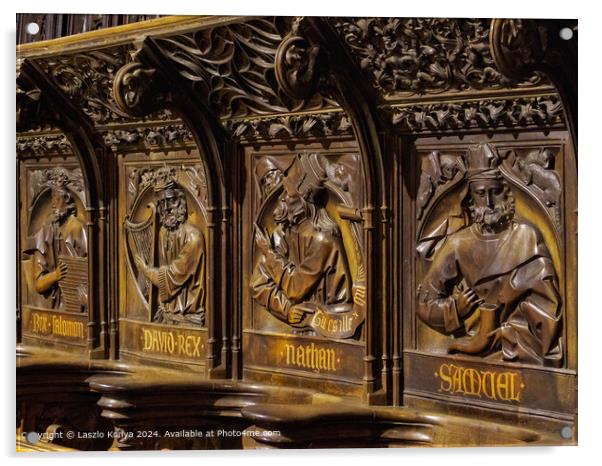 Santa Maria de Leon Cathedral Carvings Acrylic by Laszlo Konya
