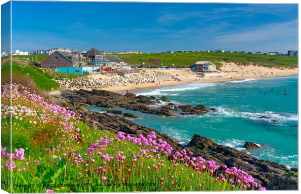 Fistral Beach Cornwall Canvas Print by Alison Chambers