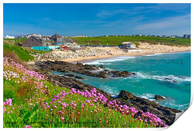 Fistral Beach Cornwall Print by Alison Chambers