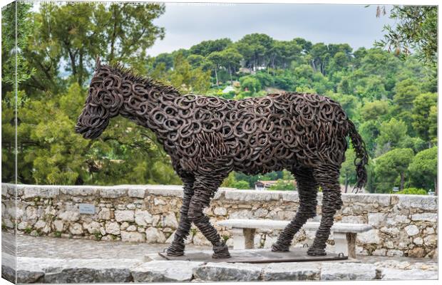 Lucky the Horse, St Paul de Vence, French Riviera Canvas Print by Angus McComiskey