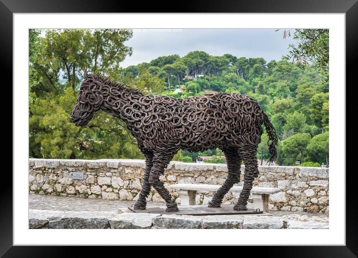 Lucky the Horse, St Paul de Vence, French Riviera Framed Mounted Print by Angus McComiskey