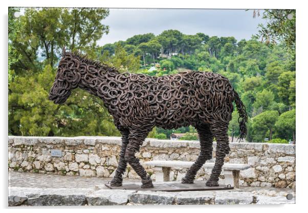Lucky the Horse, St Paul de Vence, French Riviera Acrylic by Angus McComiskey