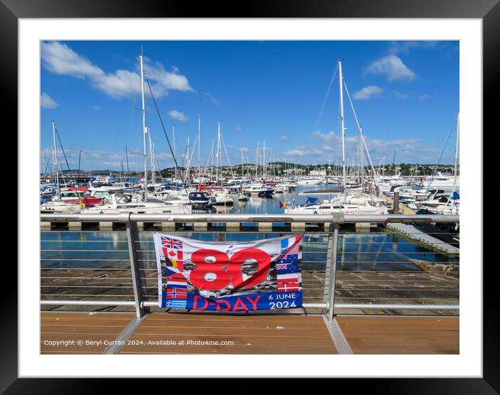 D Day Flag Torquay Marina Framed Mounted Print by Beryl Curran
