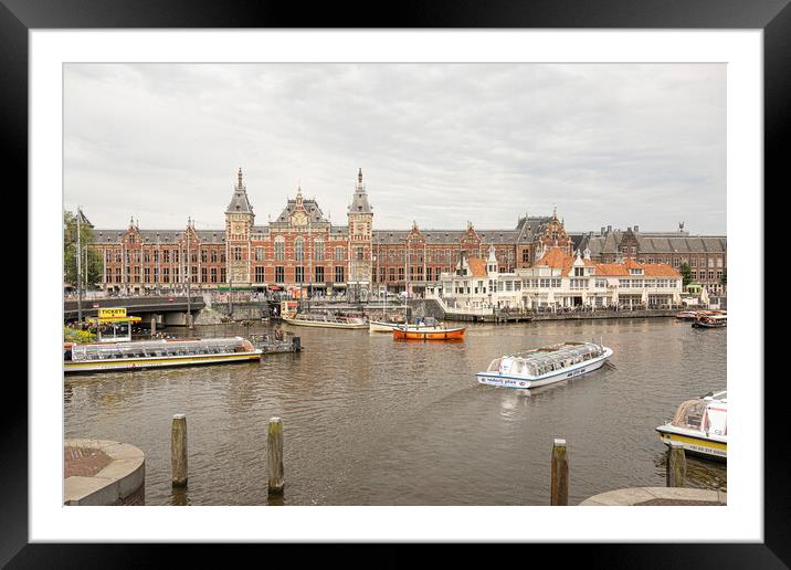 Amsterdam Central Station Cityscape Reflection Framed Mounted Print by kathy white