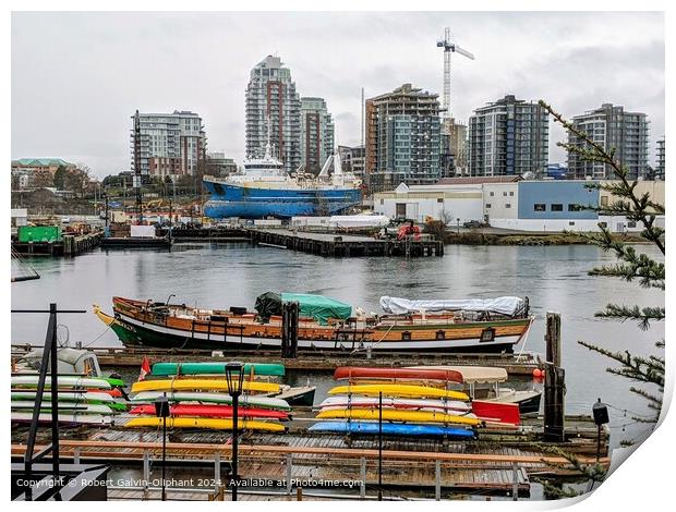 Colourful Boats Victoria Harbour Print by Robert Galvin-Oliphant