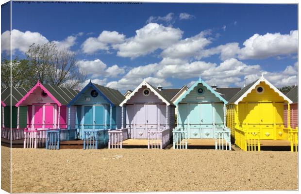 West Mersea Beach Huts, Essex Canvas Print by Chris Petty