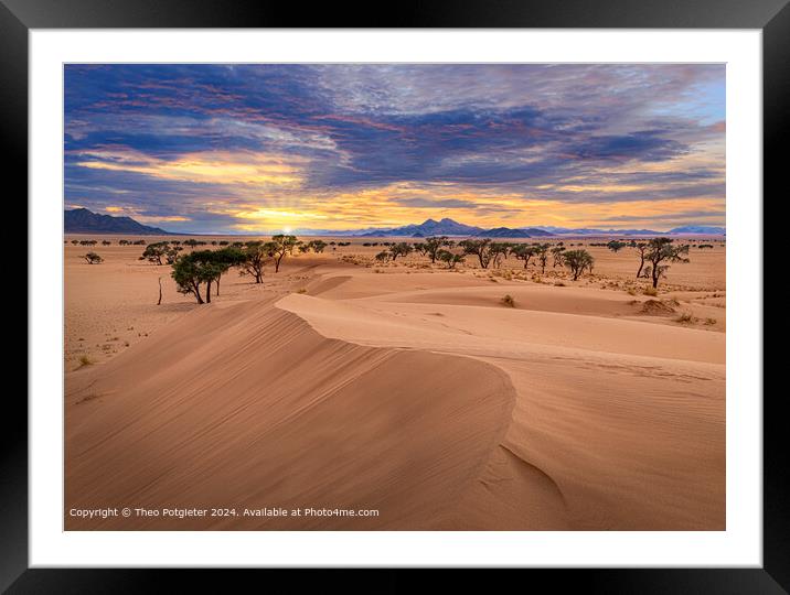 Namib Desert Sunrise Landscape Framed Mounted Print by Theo Potgieter
