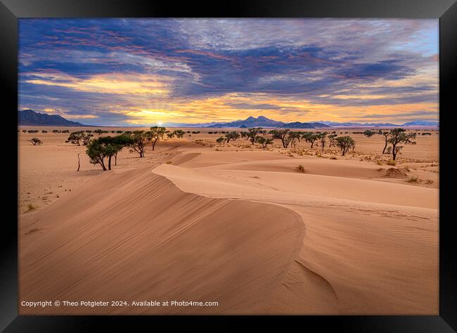 Namib Desert Sunrise Landscape Framed Print by Theo Potgieter