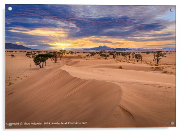 Namib Desert Sunrise Landscape Acrylic by Theo Potgieter