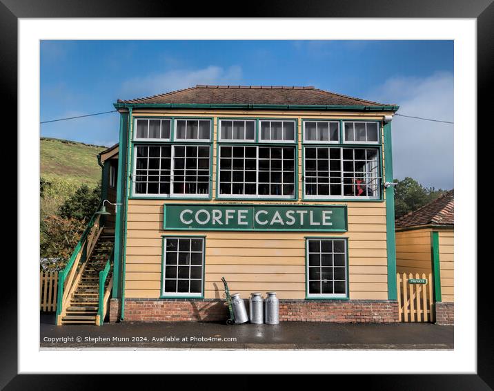 Corfe Castle  Steam Railway Station Signal Box Framed Mounted Print by Stephen Munn