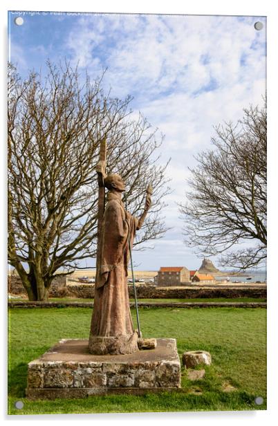 St Aidan, Lindisfarne Holy Island Northumberland Acrylic by Pearl Bucknall