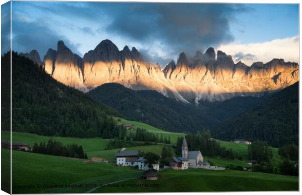 Dramatic Sunset Over Dolomites Canvas Print by Chiara Ghiringhelli 
