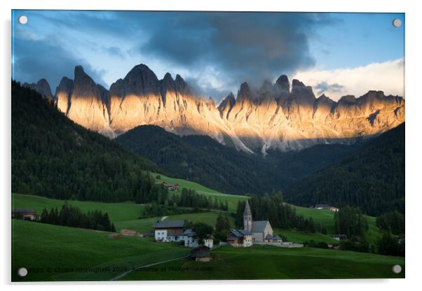 Dramatic Sunset Over Dolomites Acrylic by Chiara Ghiringhelli 