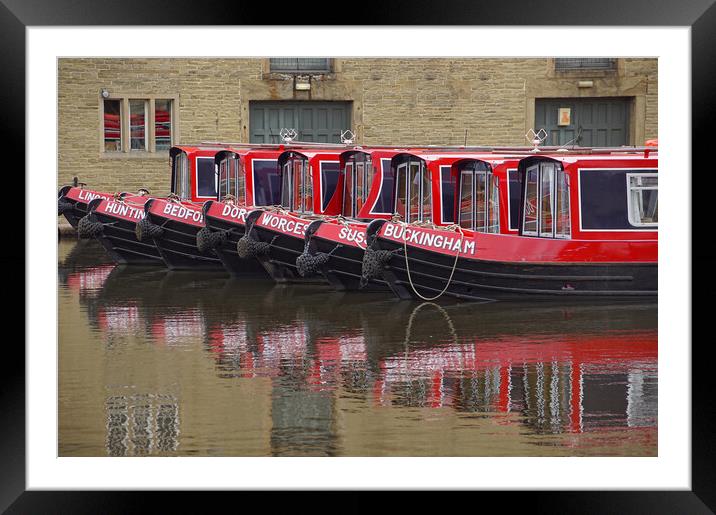 Sowerby Bridge Canal Boats Framed Mounted Print by David Birchall