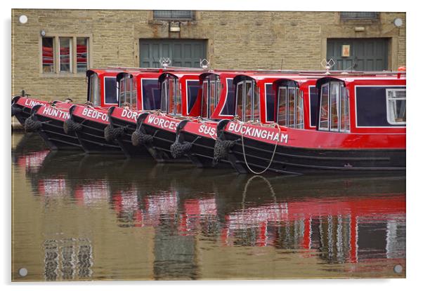 Sowerby Bridge Canal Boats Acrylic by David Birchall