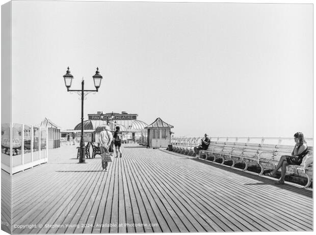 Cromer Pier Black and White Canvas Print by Stephen Young