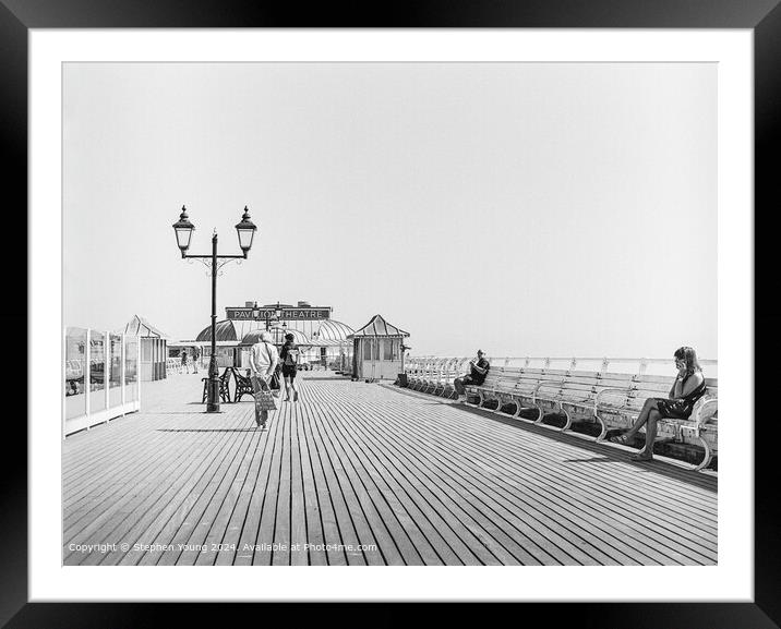 Cromer Pier Black and White Framed Mounted Print by Stephen Young