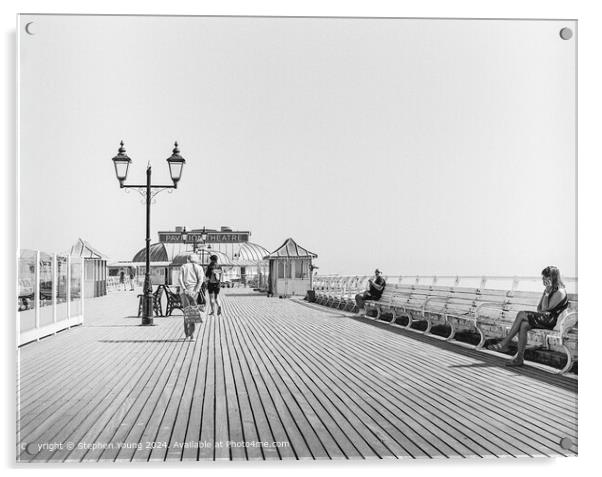 Cromer Pier Black and White Acrylic by Stephen Young
