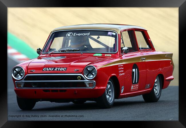 Red Lotus Cortina Race Track Framed Print by Ray Putley