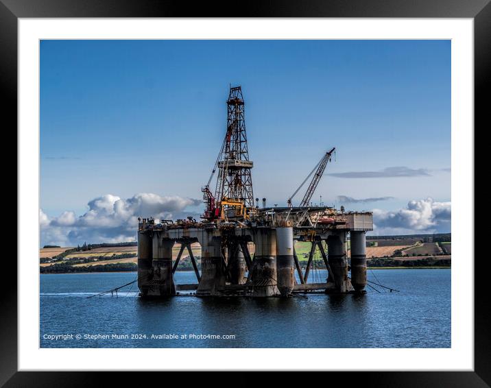 'Rustic Oil Platform Shore: Sand and Sea' Framed Mounted Print by Stephen Munn
