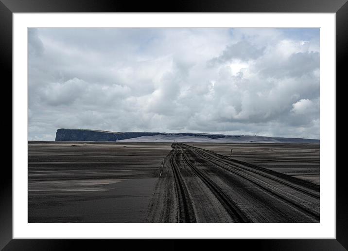 Inglfshfi Volcanic, Black Sand Iceland Framed Mounted Print by kathy white