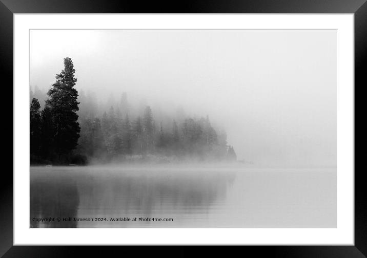 Mysterious Foggy Lake Landscape Framed Mounted Print by Hall Jameson