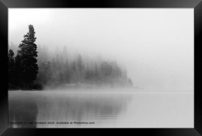 Mysterious Foggy Lake Landscape Framed Print by Hall Jameson