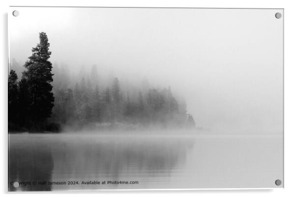 Mysterious Foggy Lake Landscape Acrylic by Hall Jameson