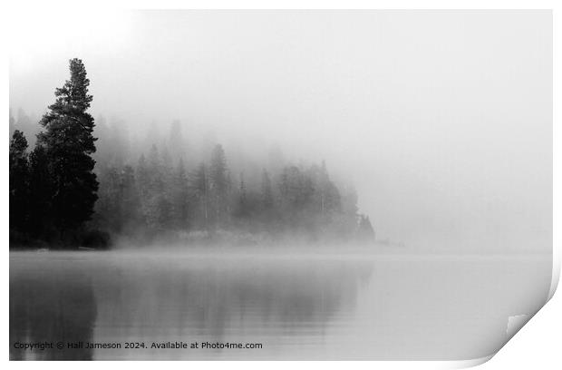 Mysterious Foggy Lake Landscape Print by Hall Jameson