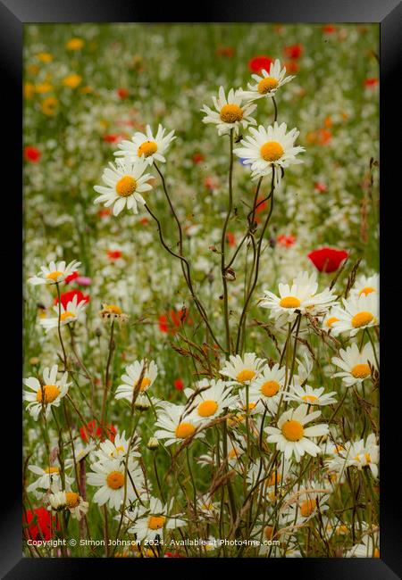 Wildflower Meadow Cotswolds Framed Print by Simon Johnson
