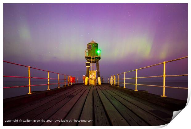 Whitby Pier Northern Lights Print by Callum Brownlie
