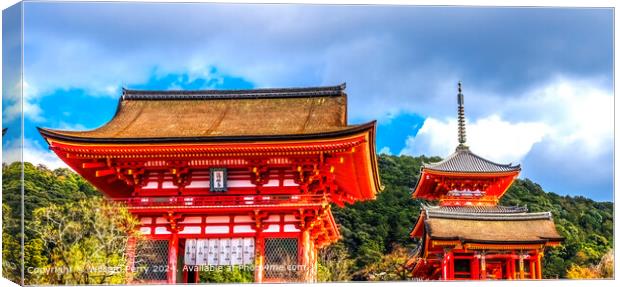 Red Colorful Entrance Gate Kiyomizu Buddhist Temple Canvas Print by William Perry