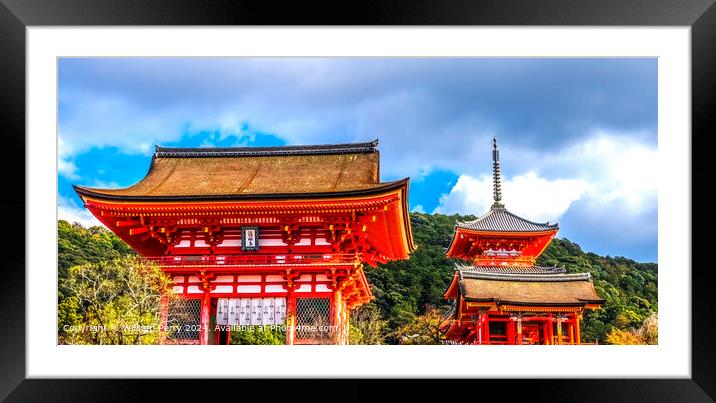 Red Colorful Entrance Gate Kiyomizu Buddhist Temple Framed Mounted Print by William Perry