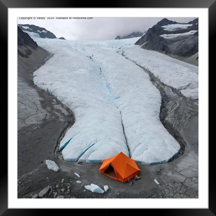 Orange Glacier Camping in Iceland Framed Mounted Print by Paddy 