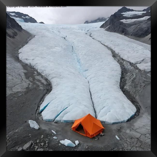 Orange Glacier Camping in Iceland Framed Print by Paddy 