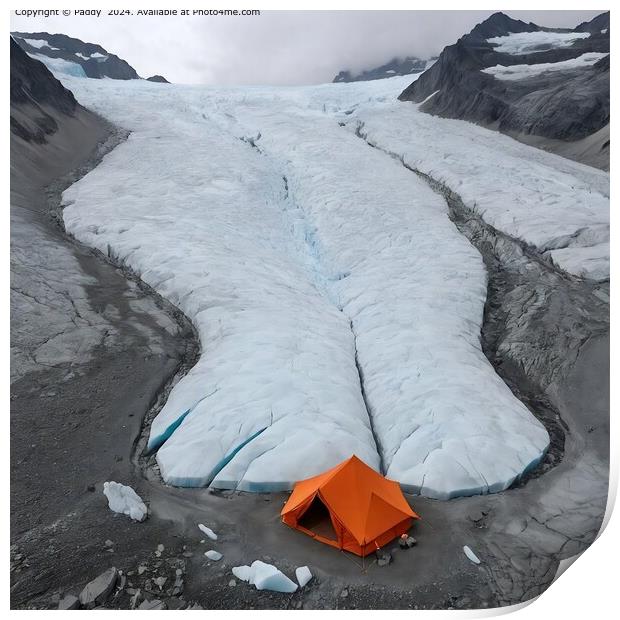 Orange Glacier Camping in Iceland Print by Paddy 