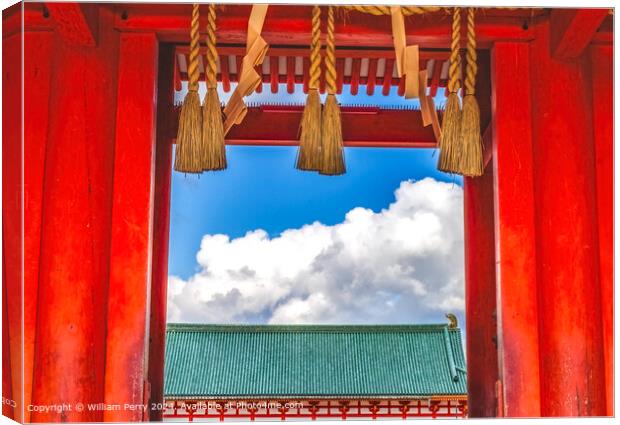 Red Heian Shrine Gate Kyoto Japan Canvas Print by William Perry